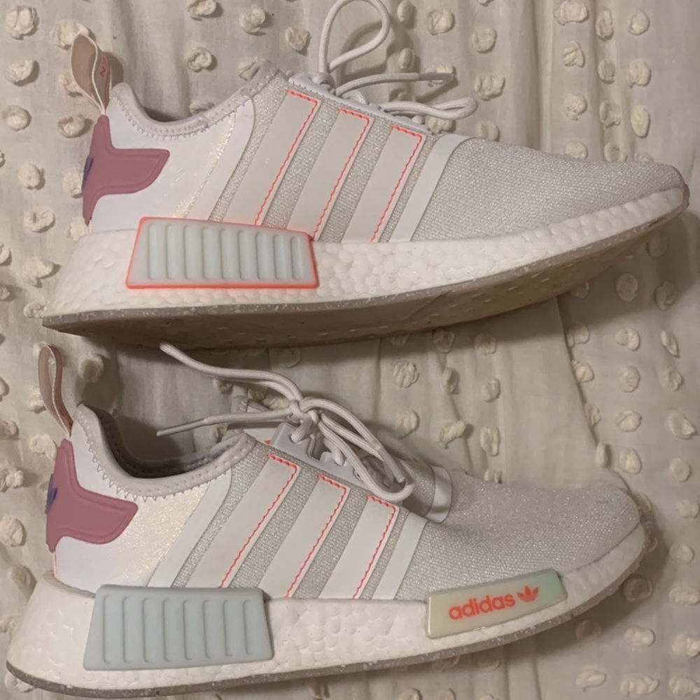 Adidas women’s nmds white sparkle